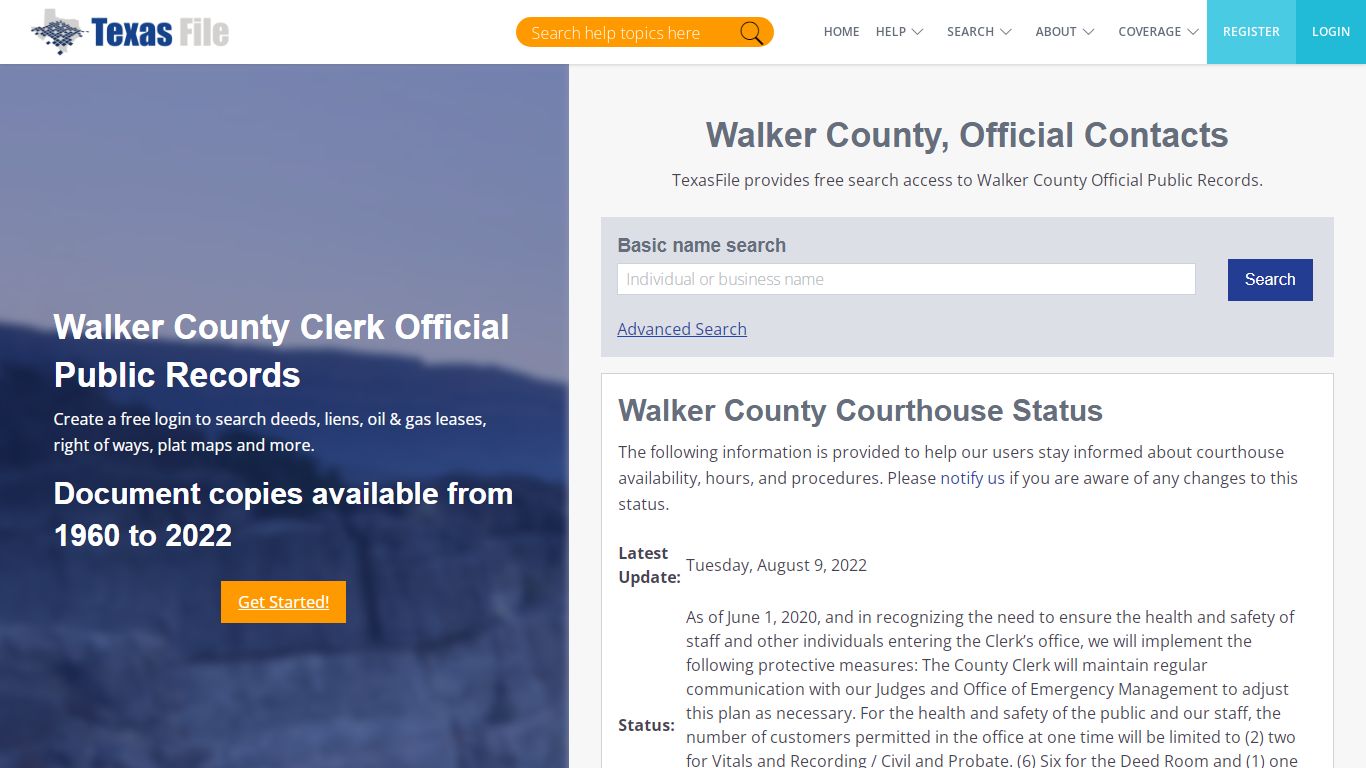 Walker County Clerk Official Public Records | TexasFile